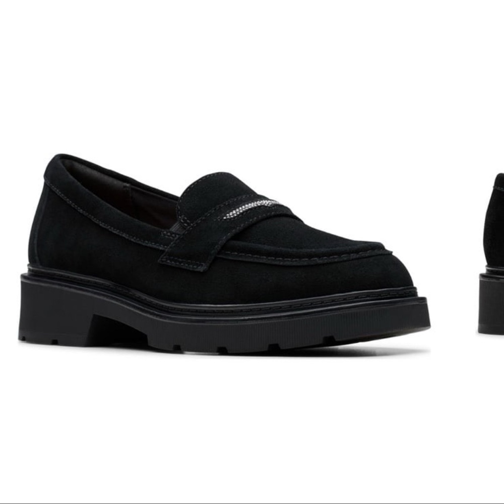 Black Suede Penny Loafers - Women's Stylish Slip-On